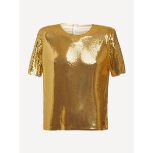 NEW WYLD BLUE women's metal chainmail short sleeve with shoulder pads tee in gol